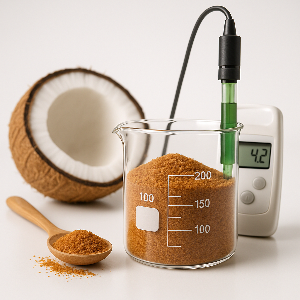 Coconut sugar pH buffering affecting taste receptor interaction and sweetness perception mechanisms