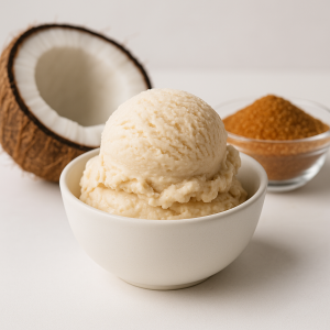 Coconut sugar crystals affecting ice cream texture and freezing point depression during production