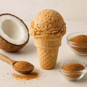 Coconut sugar crystals affecting ice cream texture and freezing point depression diagram