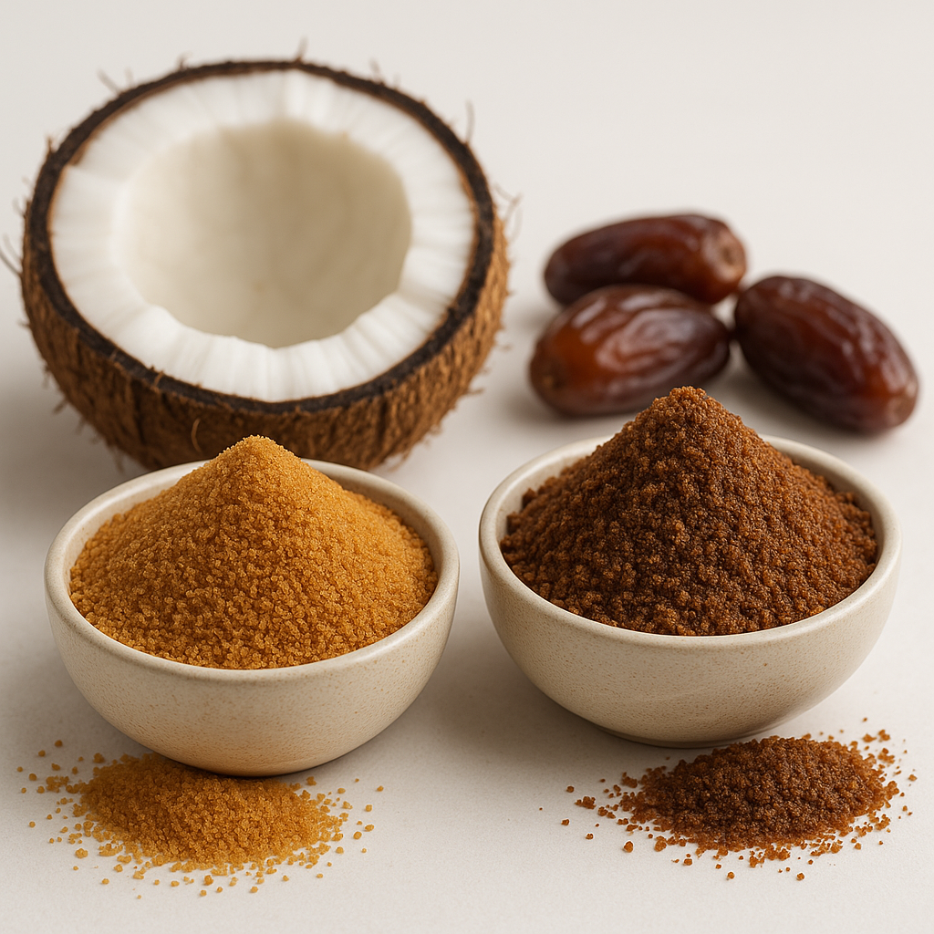 Coconut sugar and date sugar flavor profile comparison chart showing taste differences