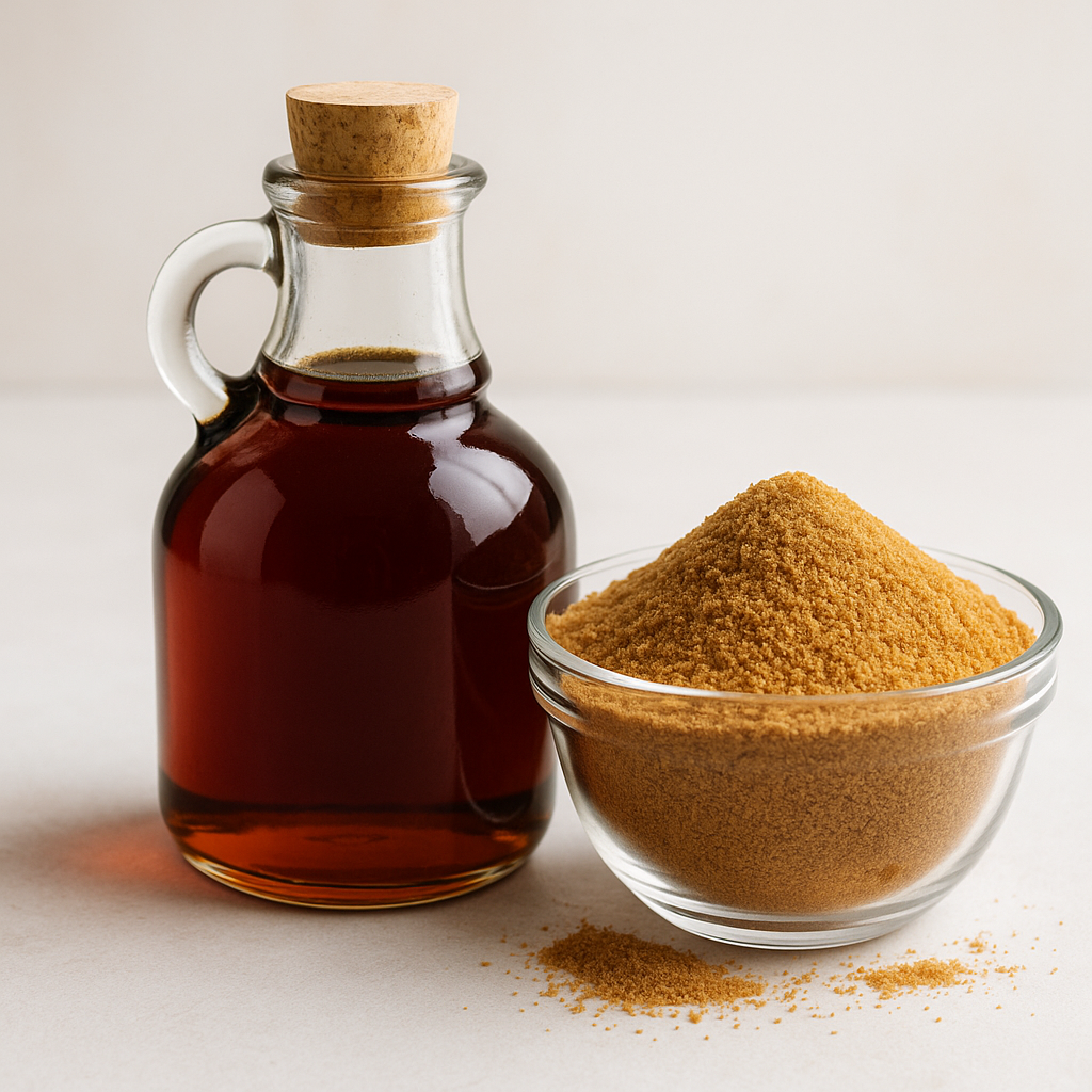 Substitution Ratios chart comparing maple syrup replacement with coconut sugar measurements