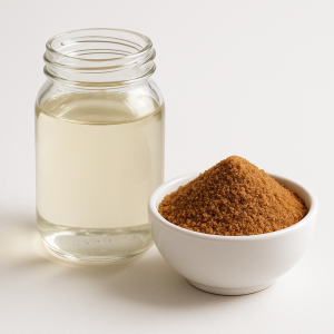Substitution Ratios chart comparing corn syrup replacement with coconut sugar measurements and conversion guidelines