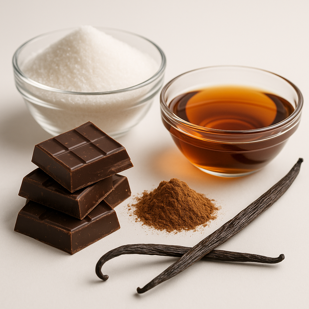 Coconut sugar and maple syrup containers showing substitution ratios for baking ingredient replacement
