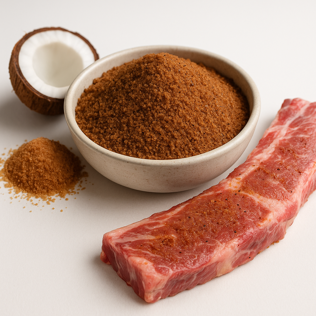 Coconut sugar hygroscopicity challenges in dry rubs and curing applications for meat processing